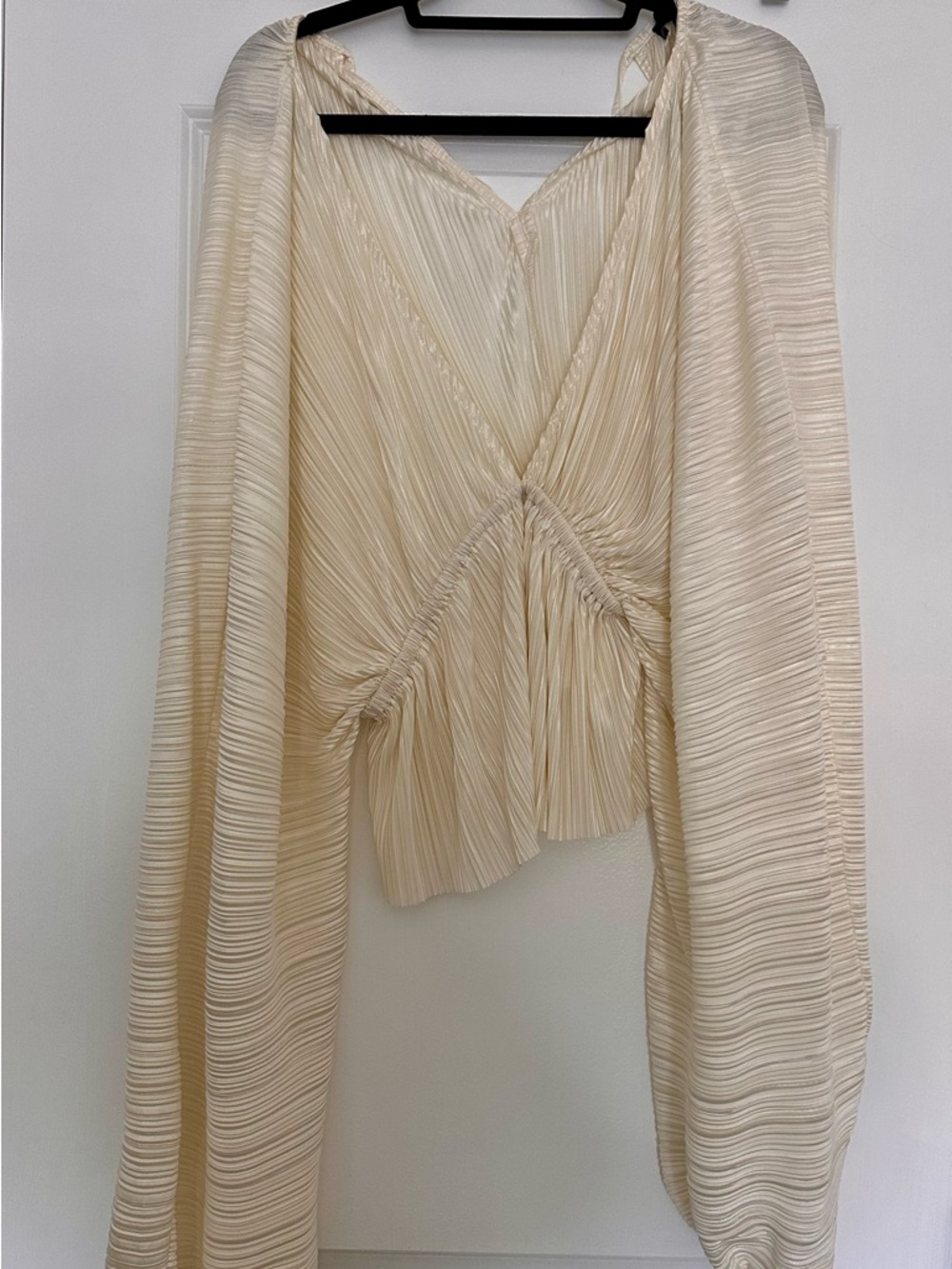 Lulu's Cream Pleated Wrap Blouse
